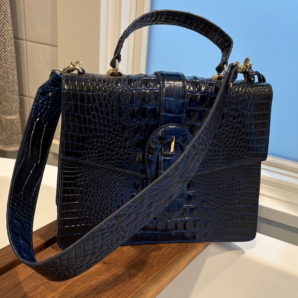 Brahmin “Gabriella” satchel in Sapphire Blue Melbourne NWOT